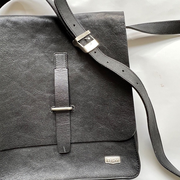 1857 Eighteen57 Bag Black 100% Leather Cross Body Hand Crafted Lined Unisex - Picture 8 of 8